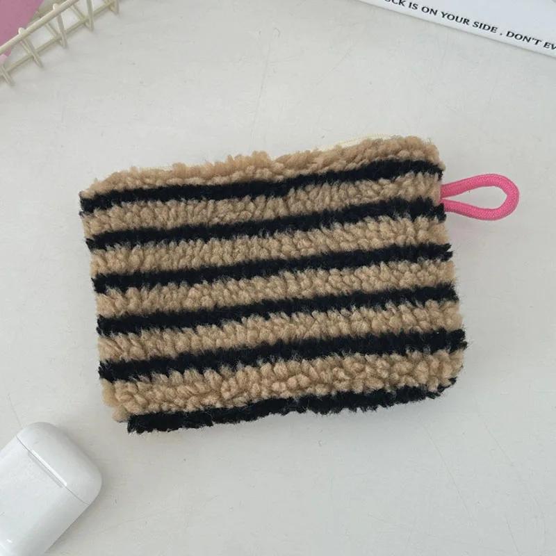Bolsa pequeña de maquillaje con lazo estampado en rosa y negro para mujer, práctica minicaja para lápiz labial, neceser, bolsa para guardar toallas sanitarias.