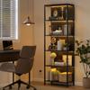 Bookshelf with 5 Levels, Standing Shelf with LED Lighting, 7 Light Colors, for Living Room, 60 x 30 x 179 cm Black