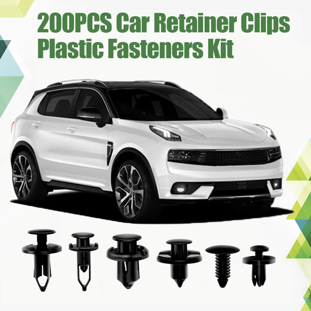 200PCS Car Retainer Clips Plastic Fasteners Kit, Car Retainer Clips, Push Bumper Fastener Rivet Clips With 6 Size Auto Body Retainer Clips Bumpers,