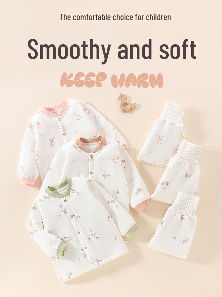 Autumn Baby Cotton Outfit Set: High-Waist Homewear for Boys & Girls