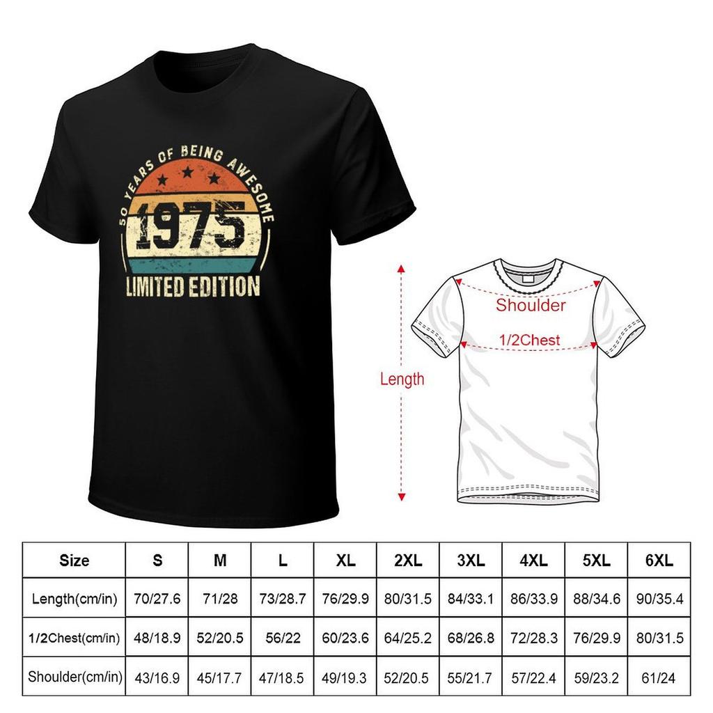 Vintage 1975 Retro 50th Birthday Gift Idea T-Shirt topping graphic tee shirt T-shirts oversize workout shirts for men