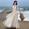 Women's Summer Sleeveless Hanging Neck Gentle Temperament Waist Long Dresses
