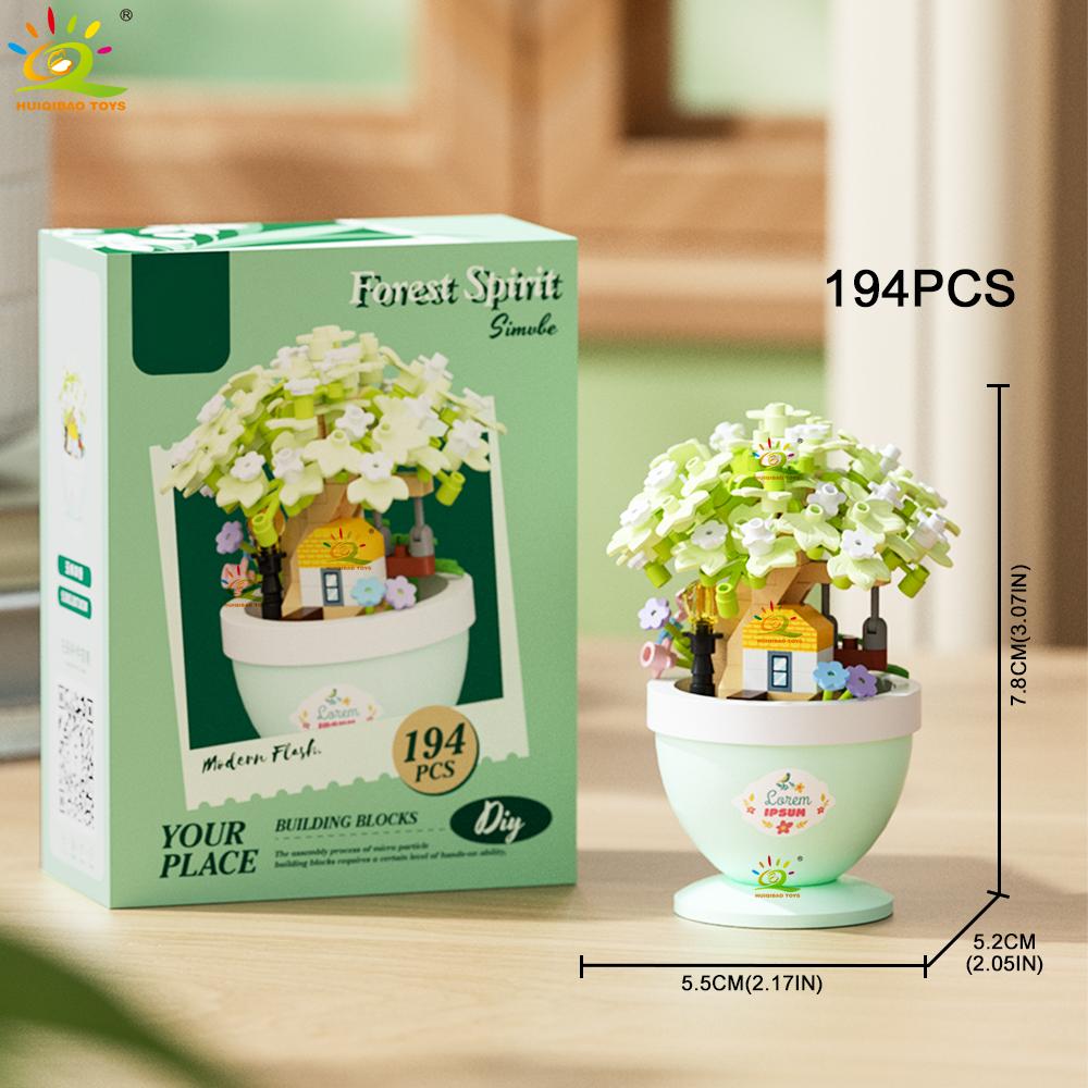 Moc Flower With Pot Micro Building Block Sunflower Rose Eternal Bouquet Mini Diamond Model Brick Toy For Children Desk