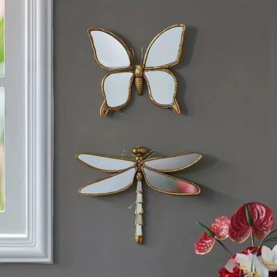 Retro Luxus Insektenflügel Harz Schmetterling Libelle Anhänger Wohnzimmer TV-Hintergrund Spiegel Wandbehang Ornamente Handwerk