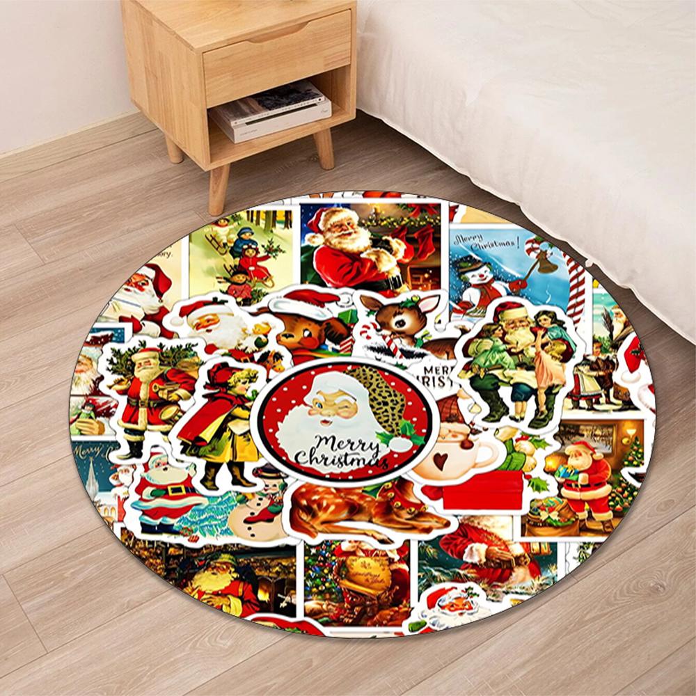 Christmas Printed Round Rug Carpet Chair Rug Area Rug Entryway Doormats,for Office Chair Living Room Bedroom Kitchen Room.