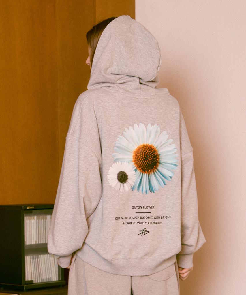 Quton Daisy Flower Oversized Zip-Up Hoodie 2 Colors