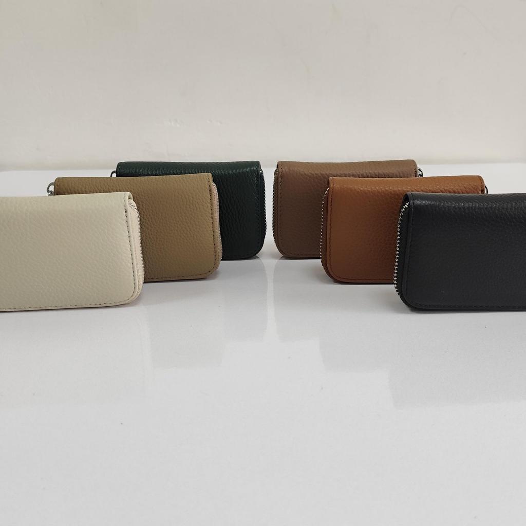 Best-Selling Women's Cowhide Zipper Accordion Card Holder with Multi-Card Slots