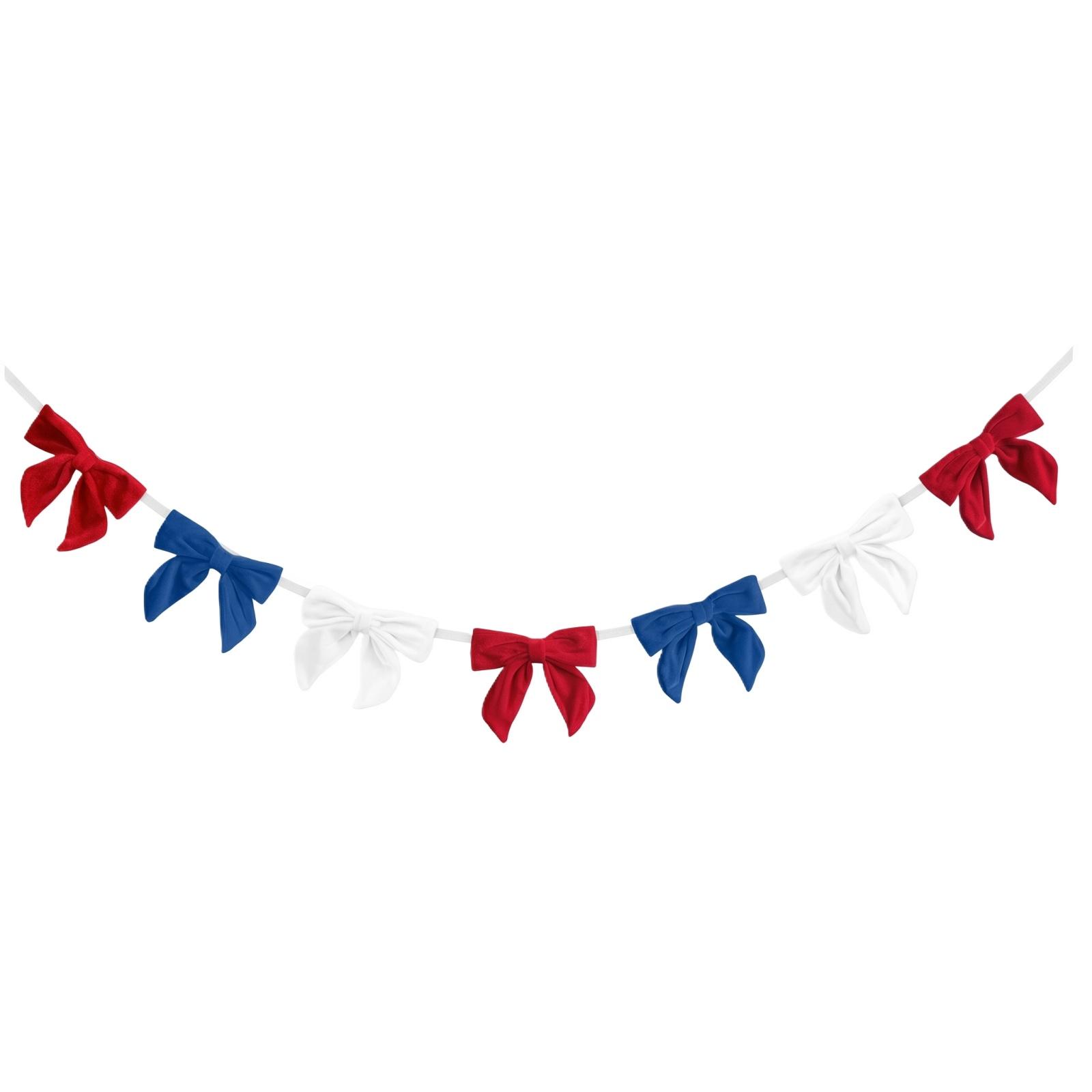 

American Independence Day Woolen Bow Flag Hanging Piece For Venue Decoration, Fabric Home Decoration Hanging Piece, Ribbon Bow. One Size білий
