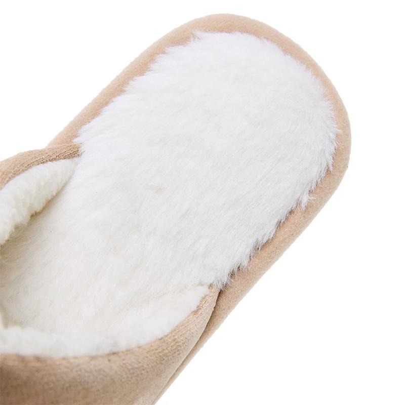 Fashion Concise Round Toe Cotton Slippers for Women Winter Indoor Faux Suede Plush Slippers Woman Light Slip On Cotton Slides Mujer