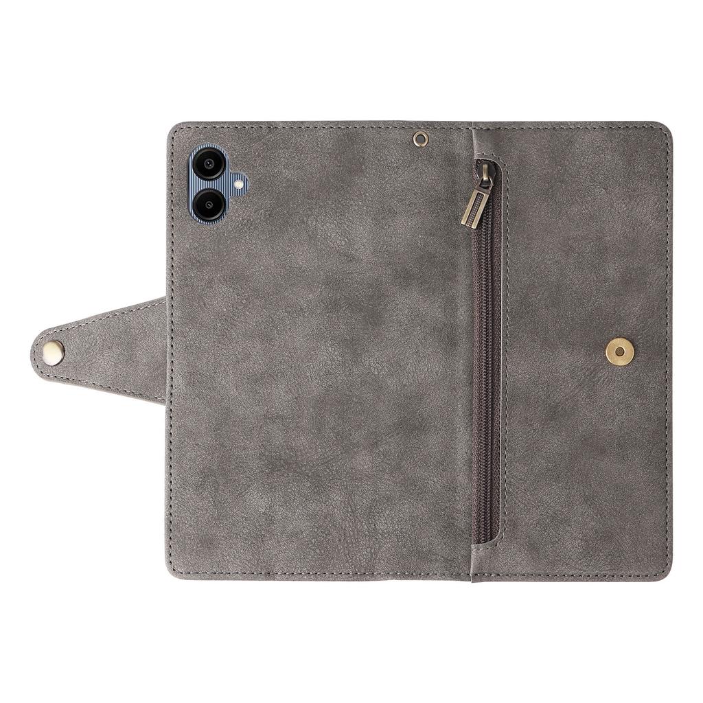 Phone Case For Samsung Galaxy A07 4G/A06 4G/A06 5G Zipper Wallet Rivet Decor Leather Cover with Wrist Strap