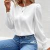 Autumn Simple Long Sleeve Solid White Blouse Women Tops