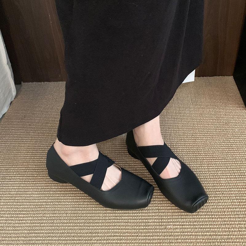 Fashion Fashion Shallow Women Ballet Flats Dance Shoes Spring Autumn Female Soft Footwear Square Toe Ladies Mary Janes Flats Shoes