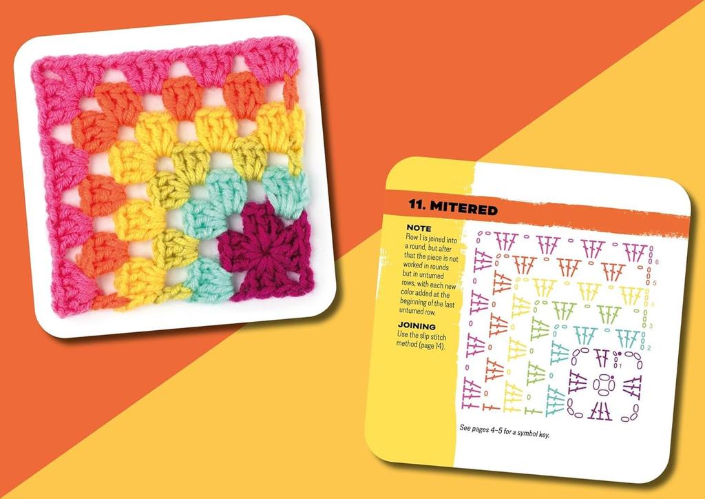 Koundeneko Crochet Pattern Granny Square Card Crochet Craft DIY Guide for and 50 Mixed Crochet Patterns Not Deck, 50-Piece Set, Book, Kit, Beginners,