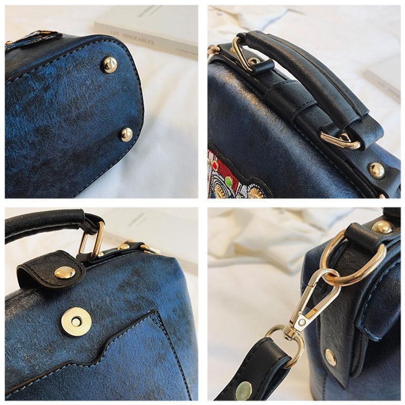 Tote Damenhandtaschen, Stickerei, Elefanten-Tasche, Taschen, böhmische Damen-Schulter-Crossbody-Tasche, weiches PU-Leder, breiter Schmetterlingsriemen