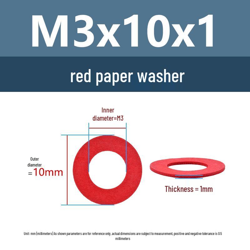 Yigu Red Mica Paper Washer Gasket M2-M20 Flat Washer