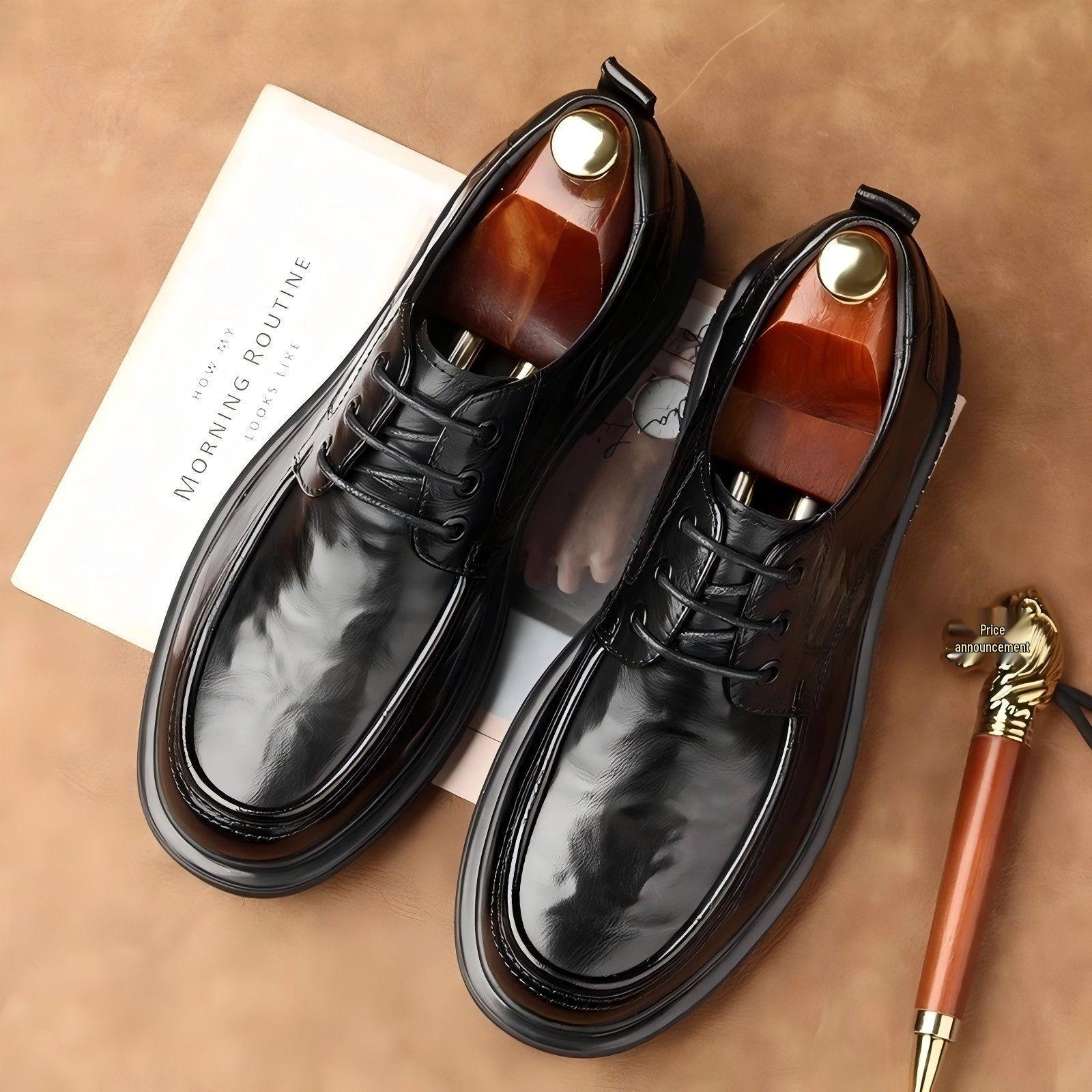 

Stylish Men s Autumn Winter Cowhide Wedding & Formal Leather Shoes - Brown & Black 39 чёрный