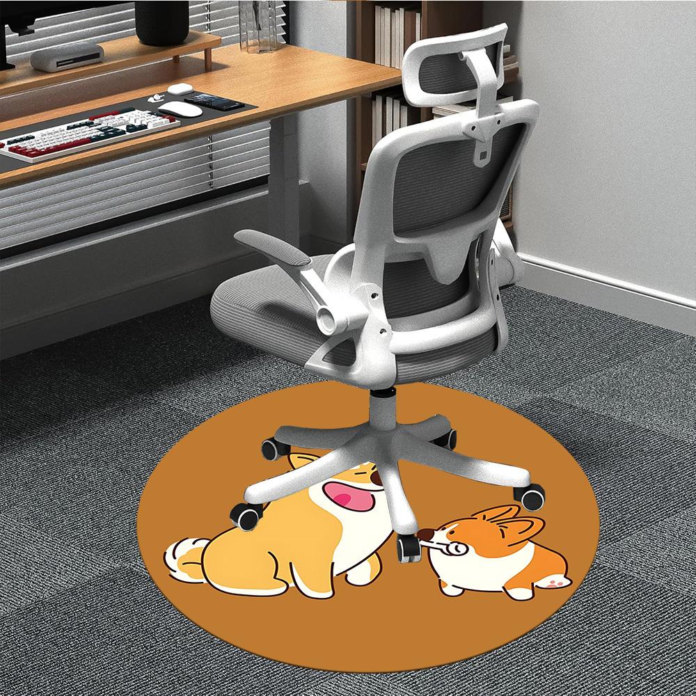1 Stück Puppy Friends Büro Runder Teppich, Unter Bürostühlen Schlafzimmer Wohnzimmer Heimdekoration, Zimmer Deko