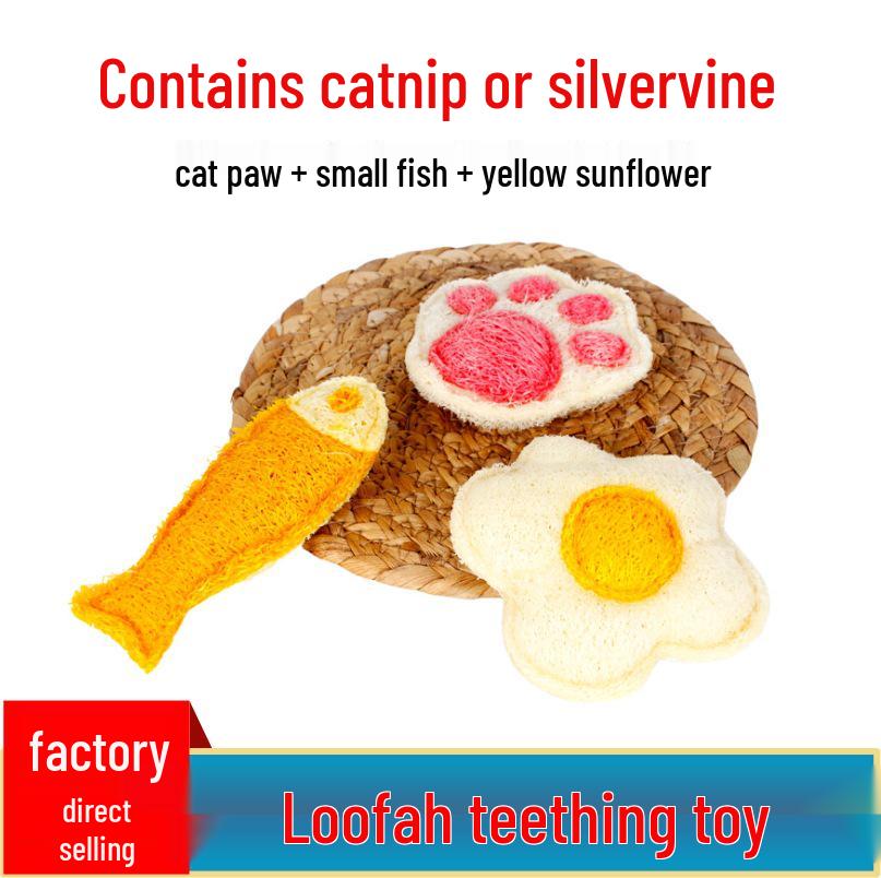 Loofah Catnip Teething Toy for Cats and Dogs - Durable, Odorless Chewing and Teasing Stick