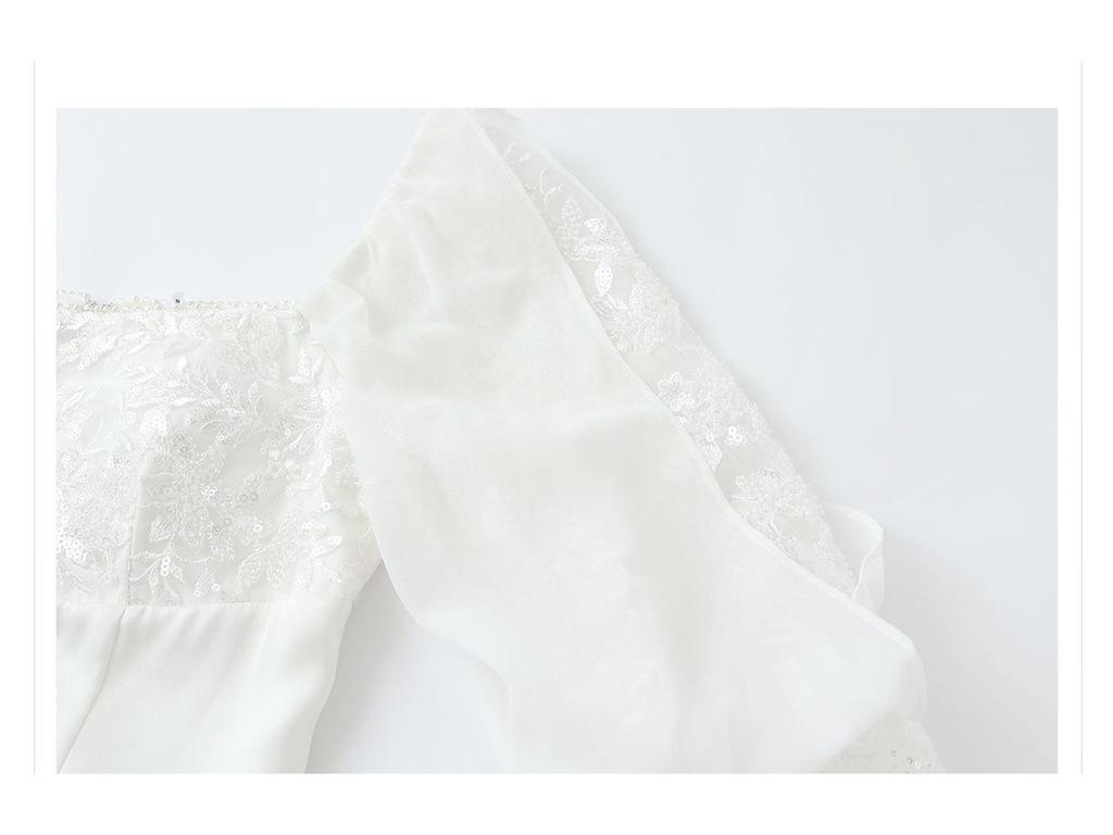 2026 Spring/Summer Luxury Chinese Style White Slimming Lace Dress for Women - P0109