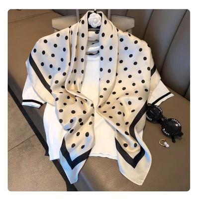 HANDUNYOU French Style Polka Dot Chiffon Scarf