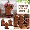 10 set Western Cowboy Boots Flower Boxes Centerpiece Boot Shape Box Decorations Western Theme Party Boot Gift for Wedding Supplies(Brown, Classic)