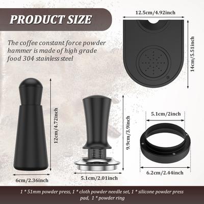 4Pcs 51mm Espresso Tamper Set Rustproof Design Professional Coffee Machine Tool Accessories Household Café Barista Amateurs Gift