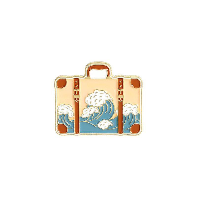 

Creative Retro Mini Suitcase Wave Shaped Brooch Geometric Design For Unisex Accessories XZ2958