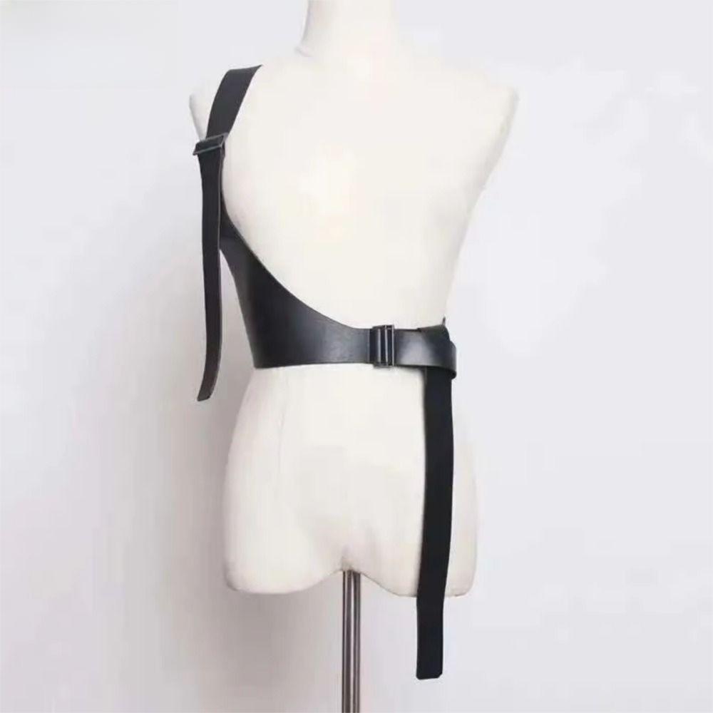 Punk Women Waist Harness PU Leather Body Suspender Cool One-shoulder Strap Belt  Skirt