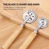 Biscuits Wheel Cutter, Pasta Cutter Wheel, Ravioli Pizza Cutter Wheels With Long Wooden Handle Dumpling Lace Making Noodle Dough Ruffled Edge