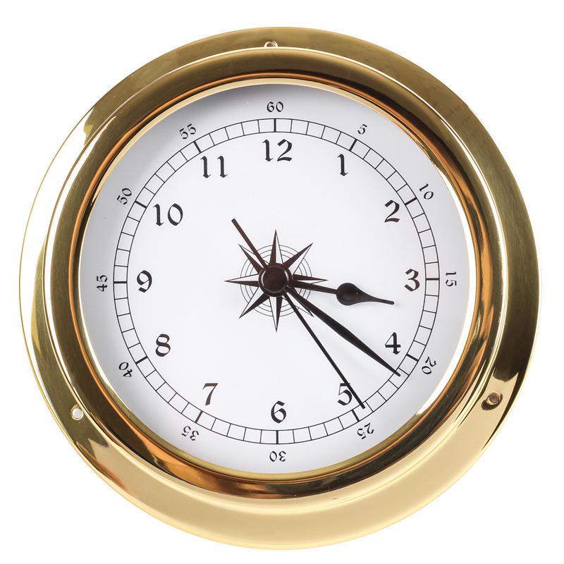 J81 Clock Weather Station with 4-Dial Barometer, Copper Case, 45mm, Includes Temperature & Humidity Meter for Ships