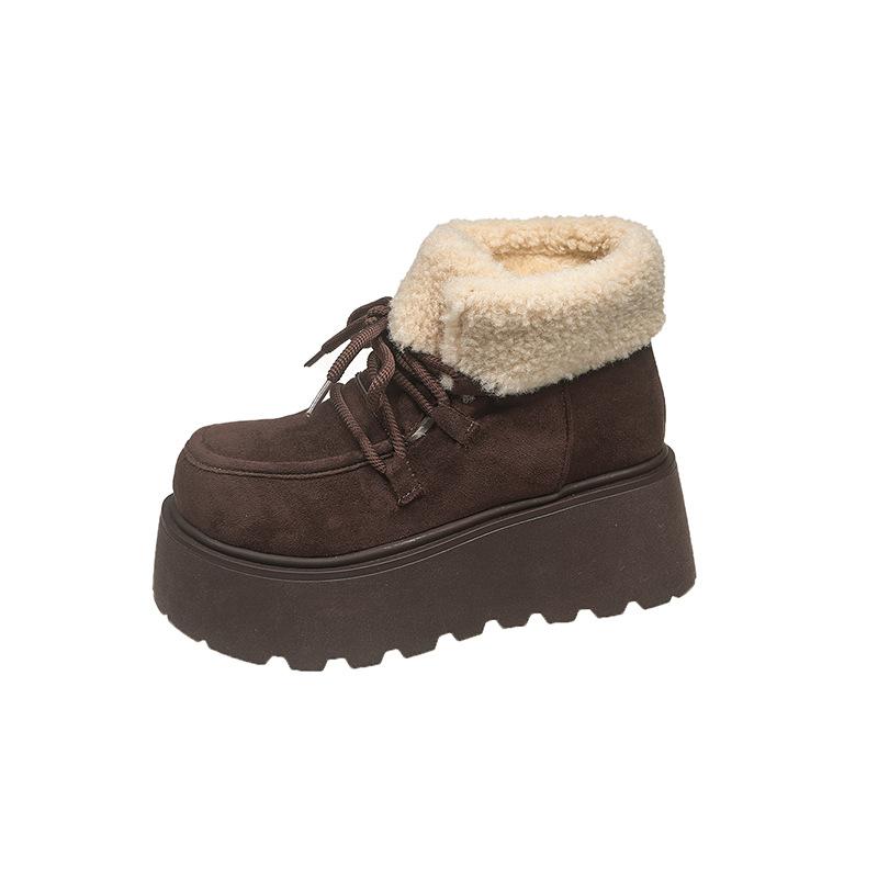 Winter Chunky Platform Women Fur Snow Boots Keep Warm Thick Sole Warm  Short Booties Shoes Zapatos Mujer