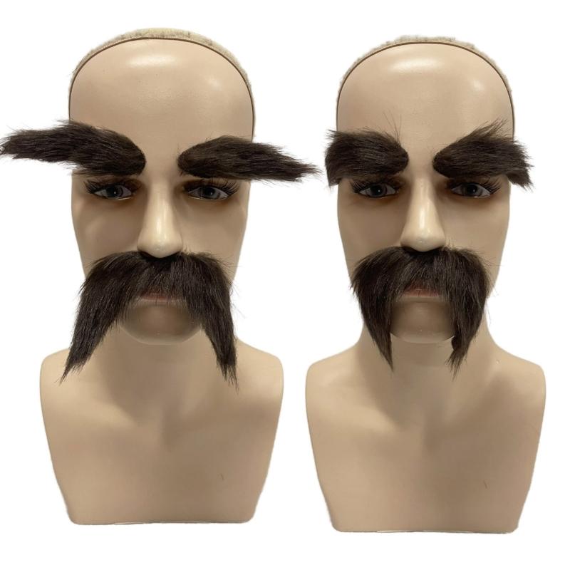 Mustaches and Eyebrows Cosplay Costume Accessories for Halloween Christmas, Self Adhesive Eyebrows and Beard Mustaches