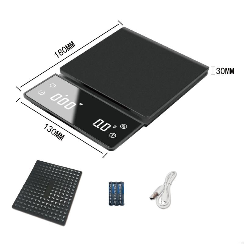 Digitale Kaffeewaage Wiederaufladbare Pour-Over Kaffeewaage mit Timer Tropfkaffeewaage LED Großanzeige für Haushalt