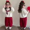 Girls' 2026 Spring-Autumn Korean Cartoon Print Fashion Set