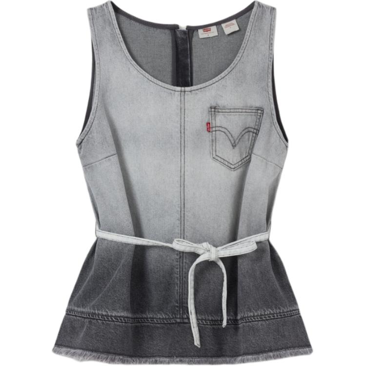 

Levis Свободный Мягкий Удобный Градиентный Джинсовый Жилет Женские топы Серый Белый 003TW-0000 S