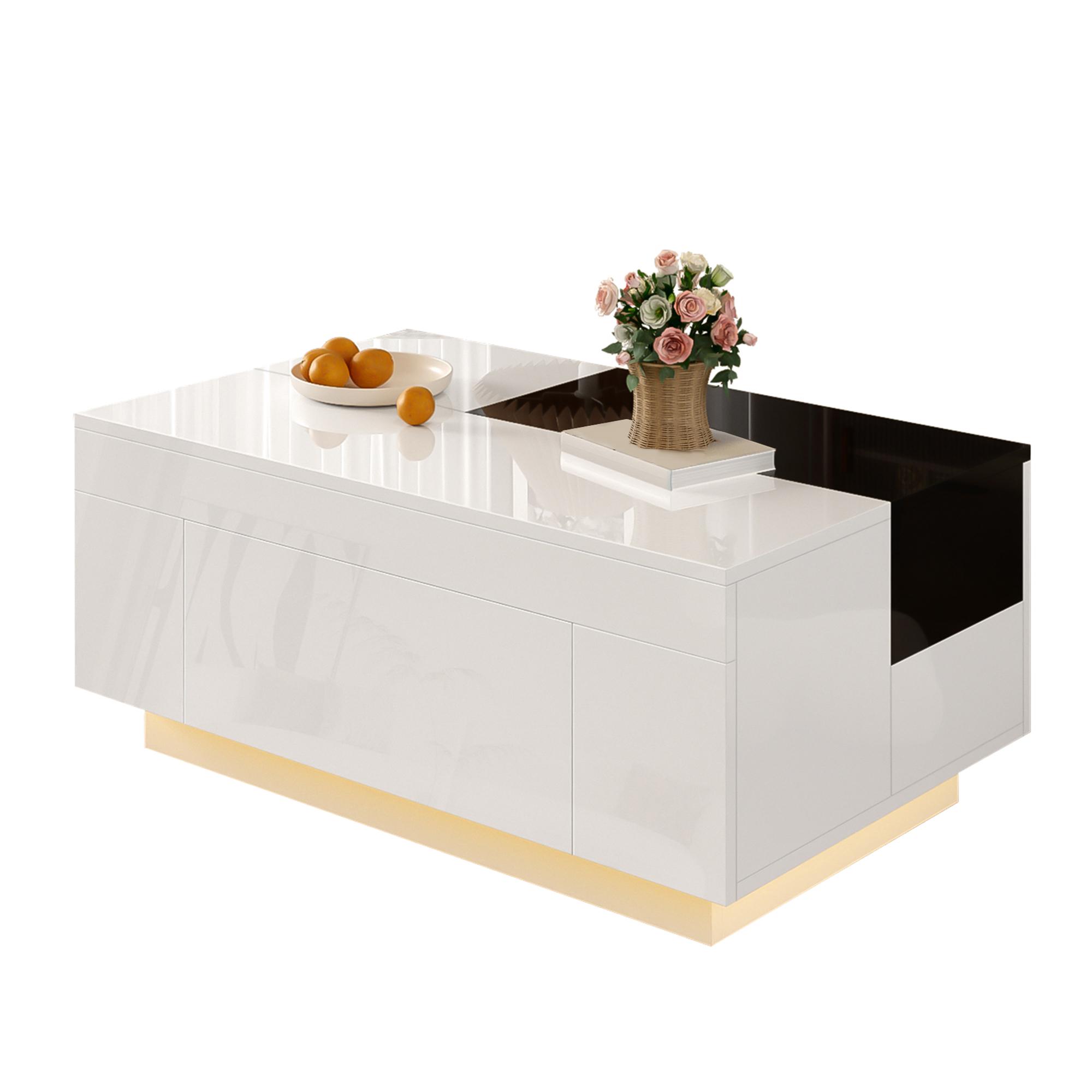 High-Gloss Coffee Table with LED Lighting