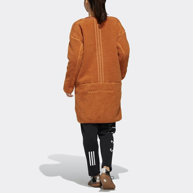 Adidas W S2S Boact Casual Sports Mid-Length Plush Knitted Jacket Women Jacket Khaki-Brown ED1511