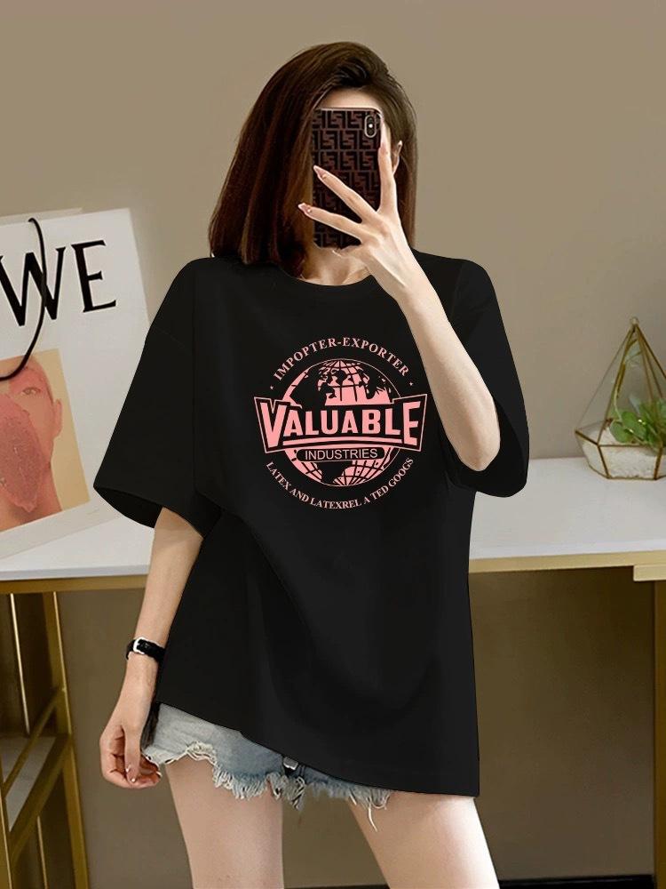 

Dark gray high-end women s pure cotton short-sleeved t-shirt women s 2025 summer new loose large version top tide XXXXL чорний