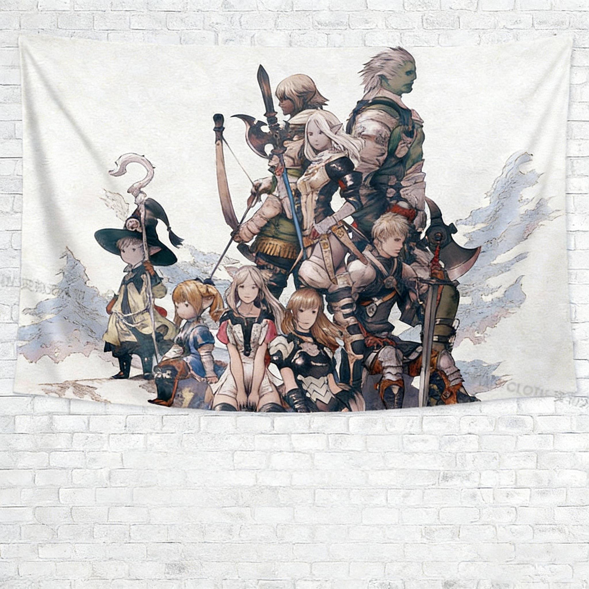 

Новый горячий аниме-принт Final Fantasy, гобелен, научно-фантастический хиппи, настенный подвес, эстетичный декор для стены спальни, гостиной 74x94cm(29x37in)