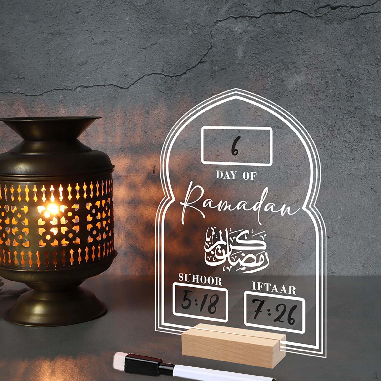 

Muslim Ramadan Advent Calendar Wooden Base for Home Office Decor Lightweight Style F