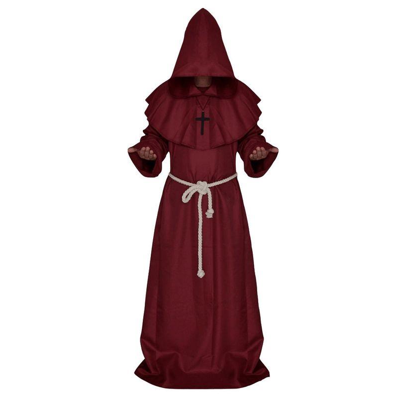 Mittelalterliches Mönchskostüm Zauberer Priester Cosplay Kostüm Neues Halloween Sensenmann Robe Cosplay Rollenspiel Kostüm