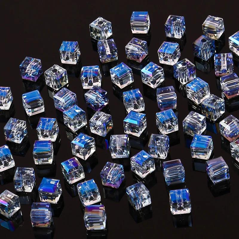 10pcs Pink Many Square 5mm Austria Crystal Beads charm Glass Crystal Beads Loose Spacer Bead for DIY Jewelry Making