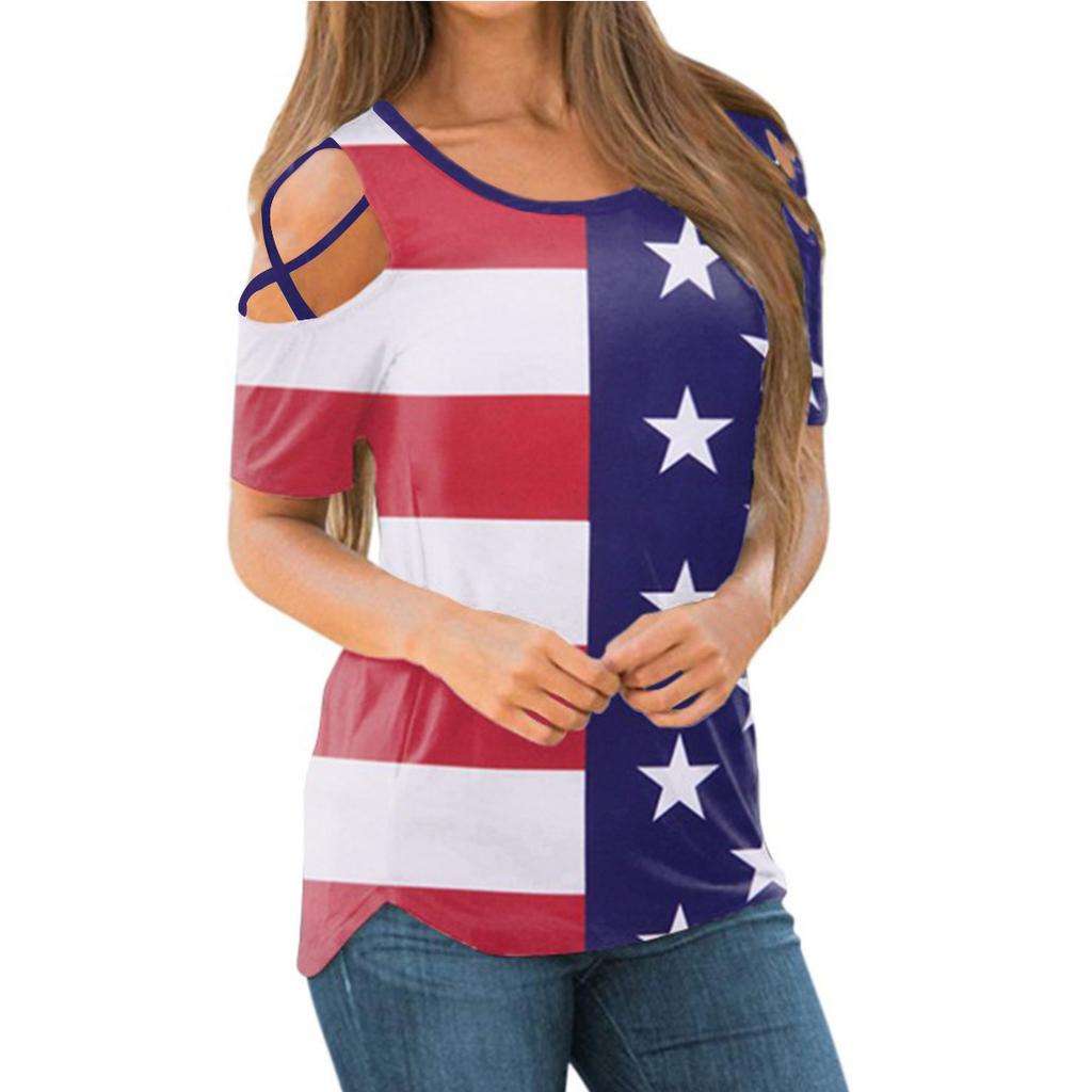 All-Over Print Women's One-shoulder Off-the-navel Short Sleeve T-shirt main image 0