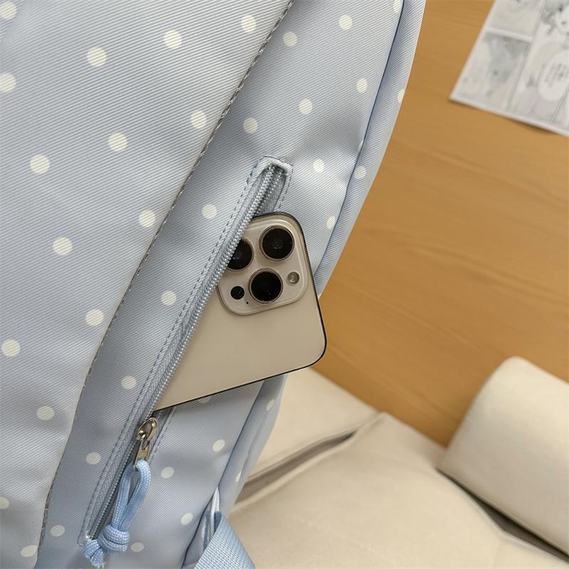 Lightweight Student Schoolbag Dot Print Commuter Backpack