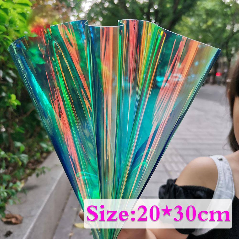A4 Multicolor Iridescent Holographic Clear Transparent PVC Fabric Leatherette Laser Rainbow Film Vinyl Craft Bag Earring DIY Bow