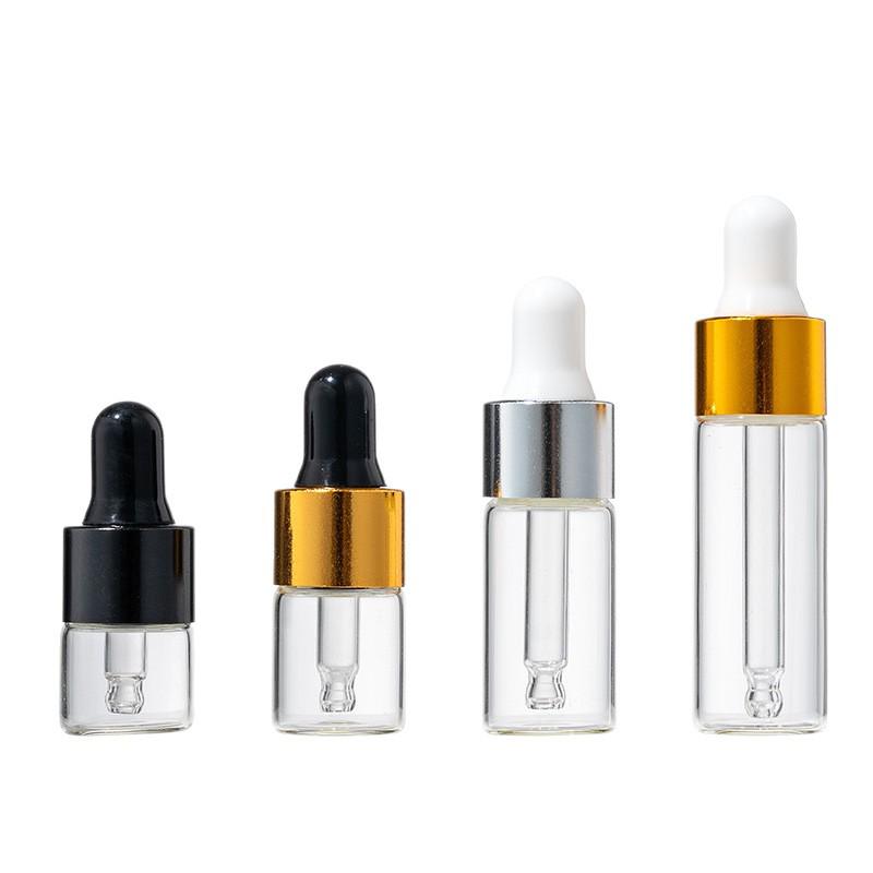 Clear Dropper Bottles - 1ml, 2ml, 3ml, 5ml Sizes, Empty for Serum, Travel-Friendly Packaging