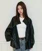 MUAHMUAH Oversized Leather Field Jacket [Black]