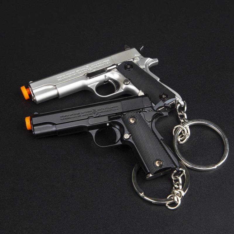 1:3 Metal Gold M1911 Colt Toy Gun Model Mini Keychain Look Real Collection Pubg Prop Birthday Hanging Christmas Gift with Case