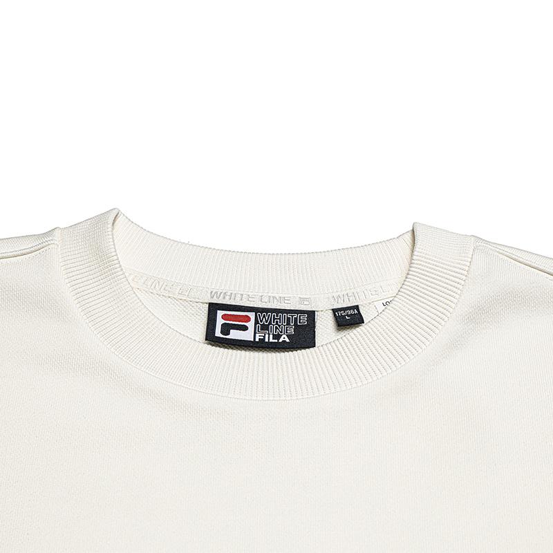 FILA Original Double Logo Solid Color Crew Neck Long Sleeve Sweatshirt Unisex sweatshirt F51U639201FWT