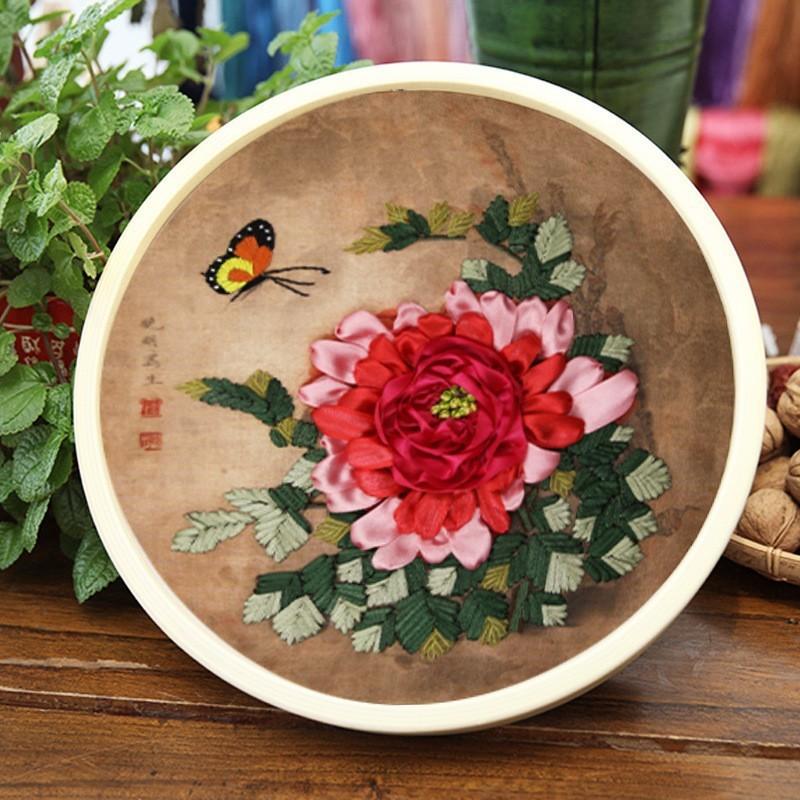 Ribbon Embroidery Hanging Picture Material Bag Small Fresh Three-dimensional Embroidery Manual Diy Beginner Material Bag